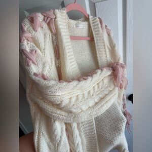Altar'd State Cream Cardigan with Pink Lace details NWT size small